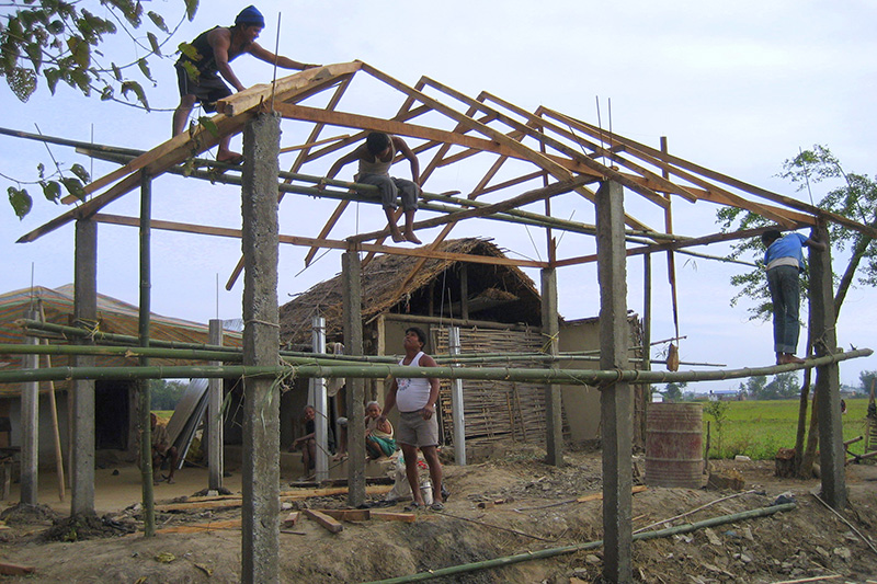 Bamboo house construction