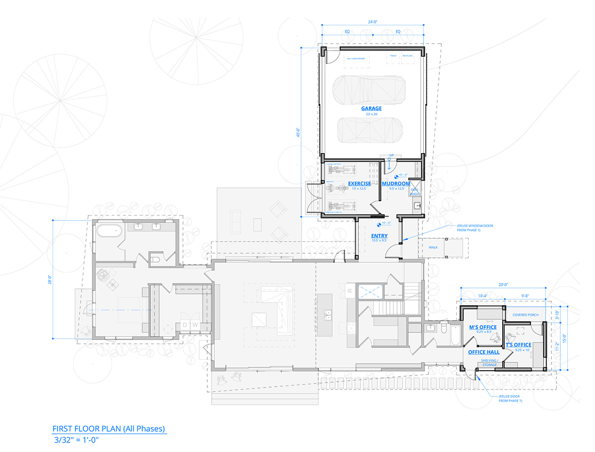 custom residential floor plan showing a phased approach