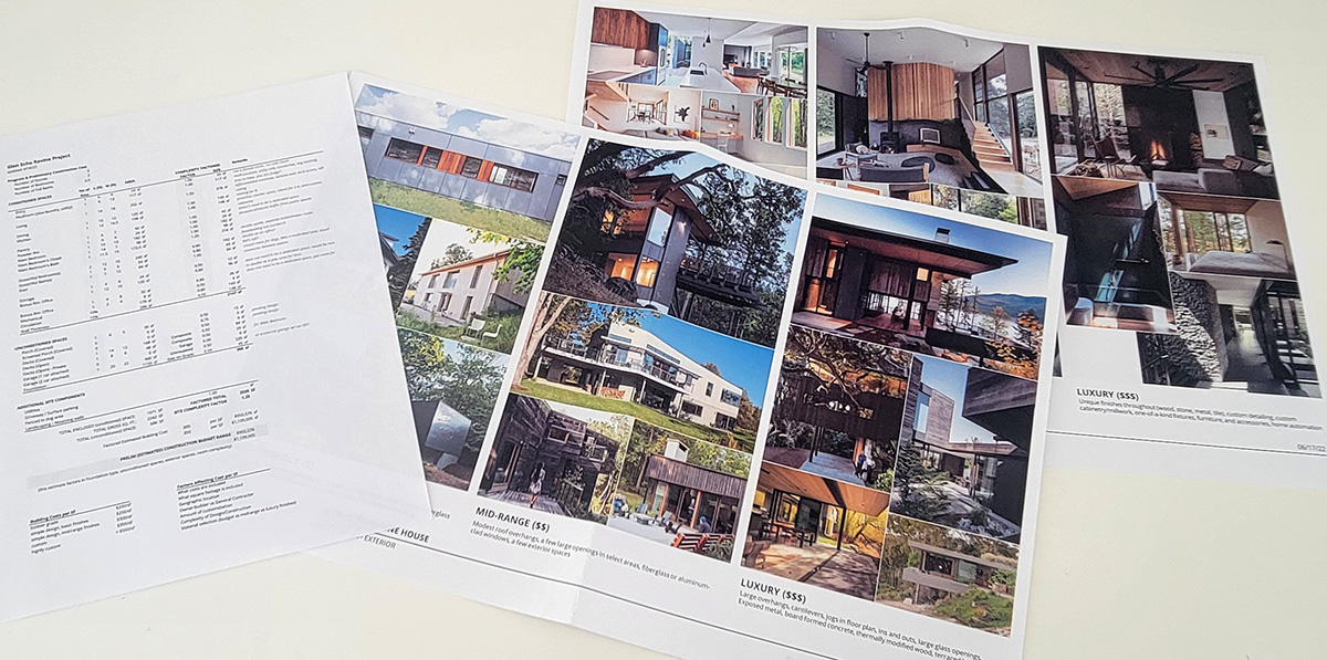 custom residential design precedent images and program document