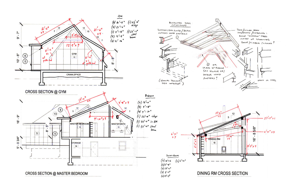 Fombell Addition timber framing sketches