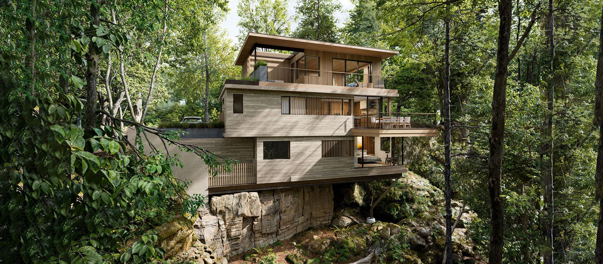 Custom modern residential architecture set within the landscape in Columbus, Ohio