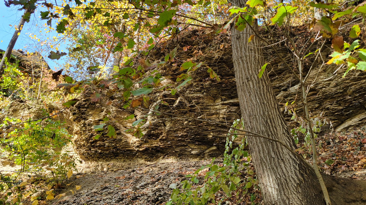 Ohio shale rock face cliff edge