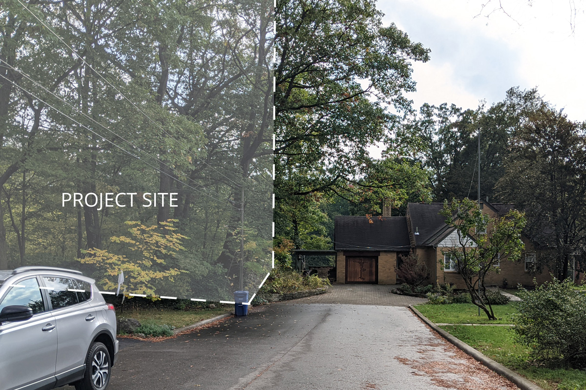 delineated area for a new custom home on an undeveloped property