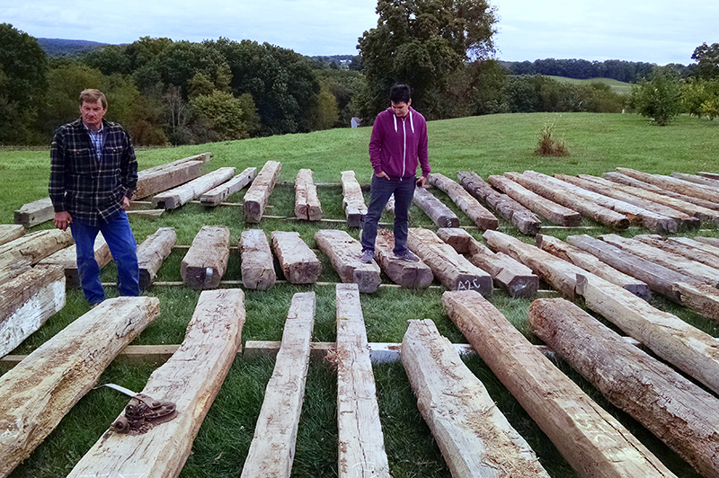 Reclaimed Timber onsite staging