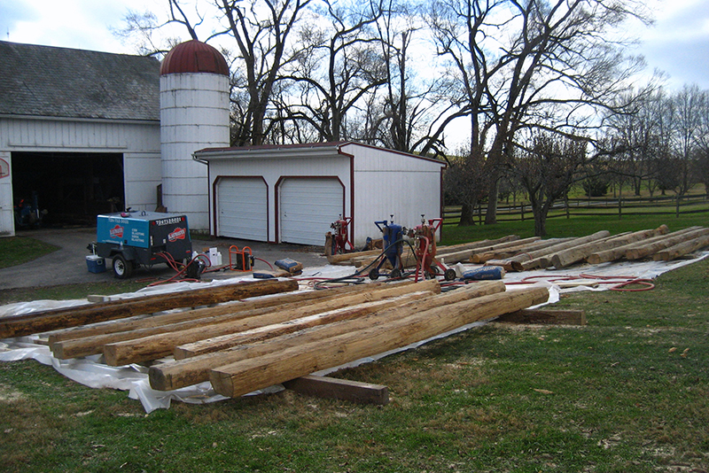 Reclaimed timber onsite treatment