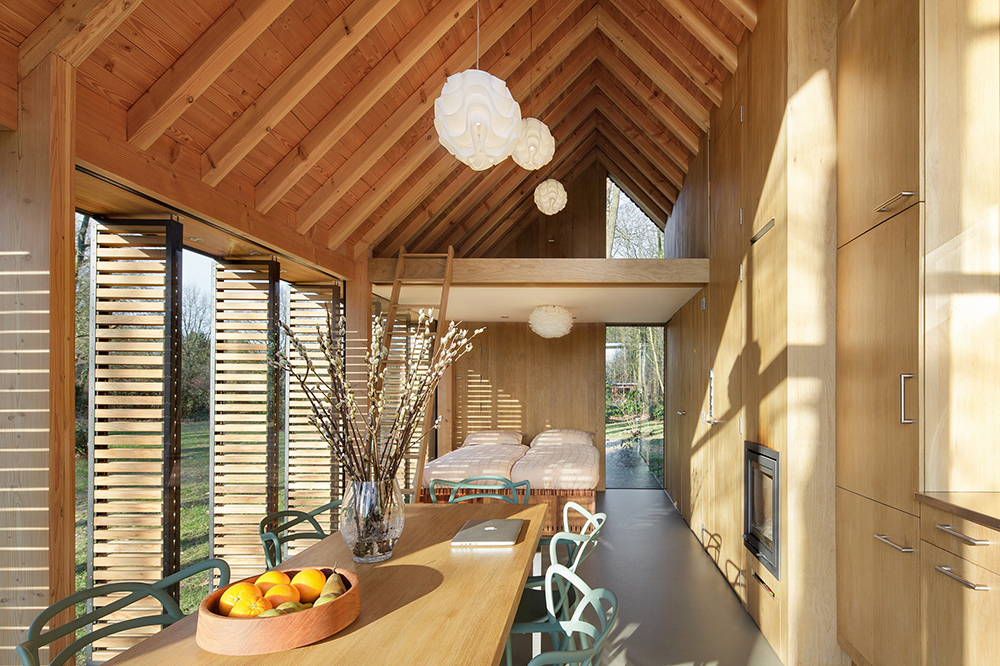 Simple modern gable roof interior vaulted ceilings