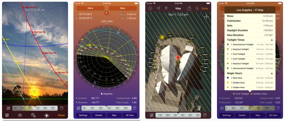 Sun Seeker App screenshots