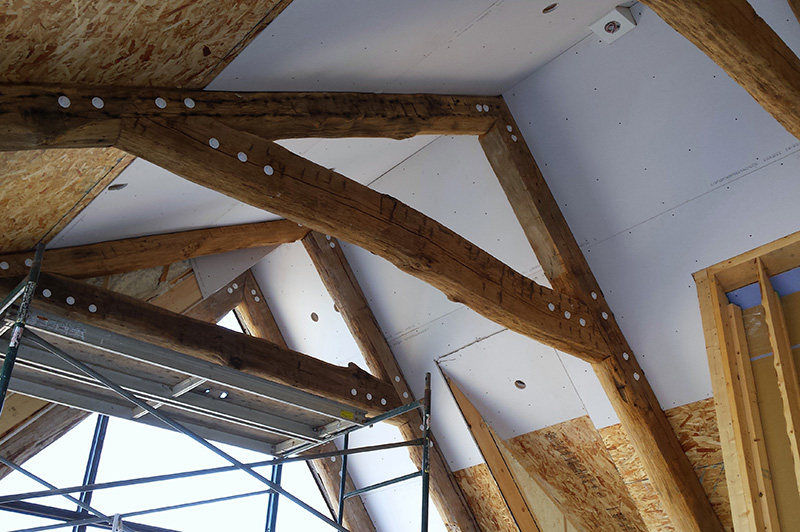 Vaulted timber ceiling framing