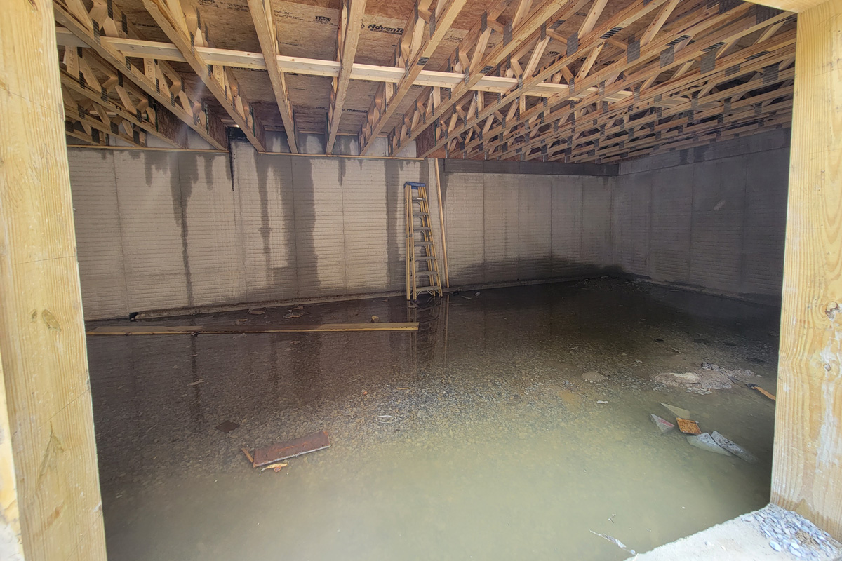 basement crawlspace with sitting water